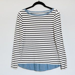 LOFT Women's Petite Small Boatneck Striped Shirt